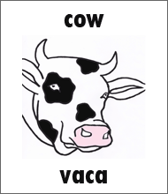 cow flashcards vaca animal letter spanish flashcard animals alphabet