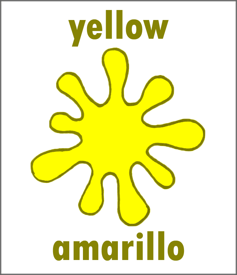 Large Yellow In Spanish flashcard to teach kids Spanish - Copyright Sarah Johnstone 2013