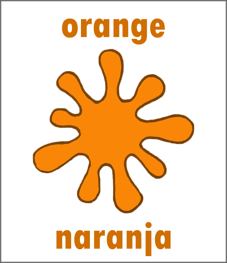 Orange In Spanish Color Flashcard for Spanish - Copyright Sarah Johnstone 2013