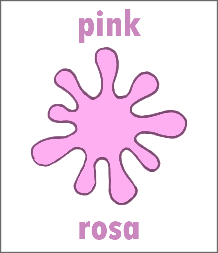 Flashcard to Teach Kids the Color Pink In Spanish in Spanish - Copyright Sarah Johnstone 2013