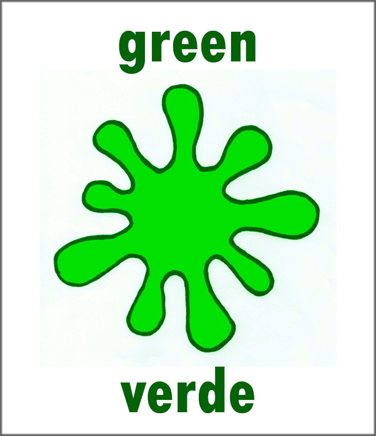 Spanish Color Green In Spanish Flashcard - Copyright Sarah Johnstone 2013