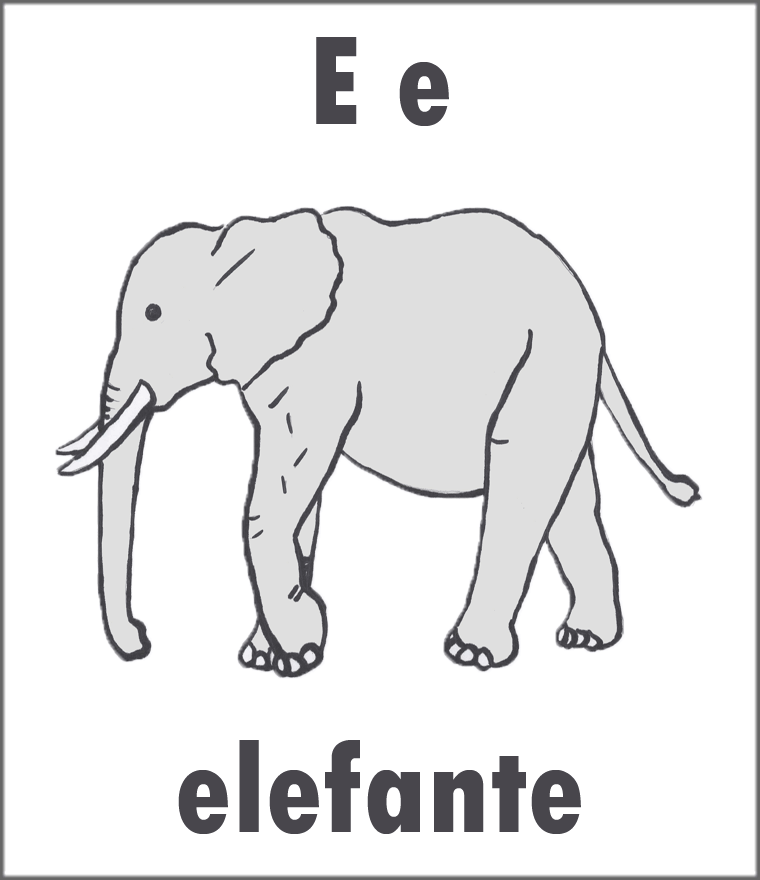 Letter E Spanish Alphabet Flashcard - Copyright Sarah Johnstone 2013