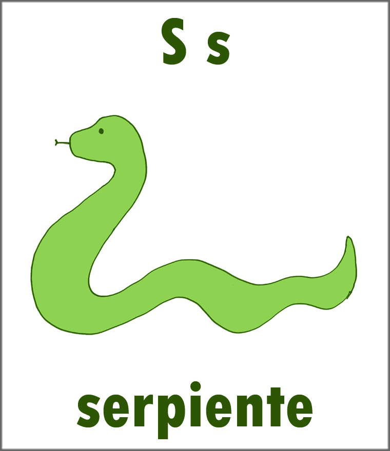 Large Letter S Flashcard Spanish Alphabet - Copyright Sarah Johnstone 2013